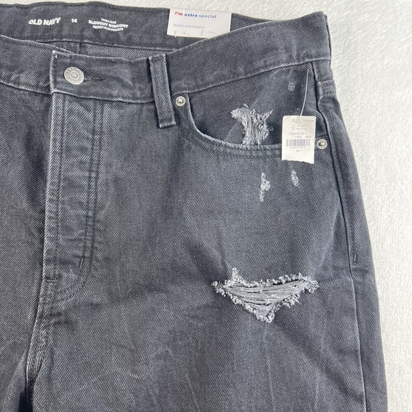 Old Navy Size 14 Jeans High Rise Slouchy Straight Cropped Distressed Women's - Picture 4 of 16